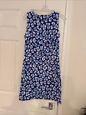 J. McLaughlin Blue and White Patterned Midi Dress
